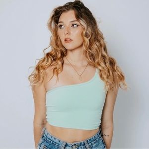 Klassy Network One Shoulder Crop Top